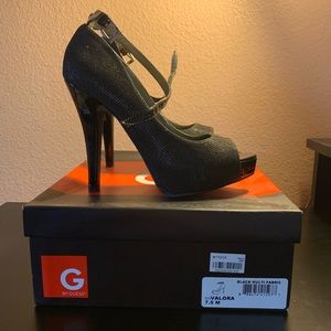 G by Guess Open Toe Black Heels
